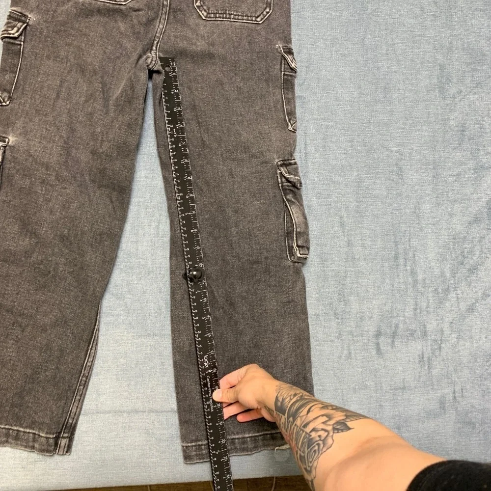 Pacsun Baggy Jeans Kids 10 Gray Denim Cargo Pockets Zip Fly Comfort Outdoor